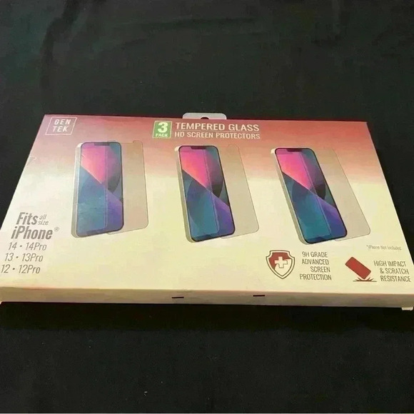 Gen Tek 3 Pk Privacy Glass HD Tempered Screen Protectors Fits iPhone 14 13 12 - Picture 2 of 6